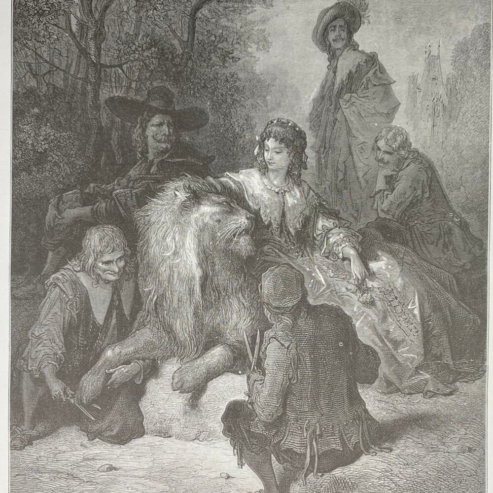 Dore, Fables, Lovelorn Lion, Shepherd and Sea, Bookplate, Art, ~ 240706-WH 290